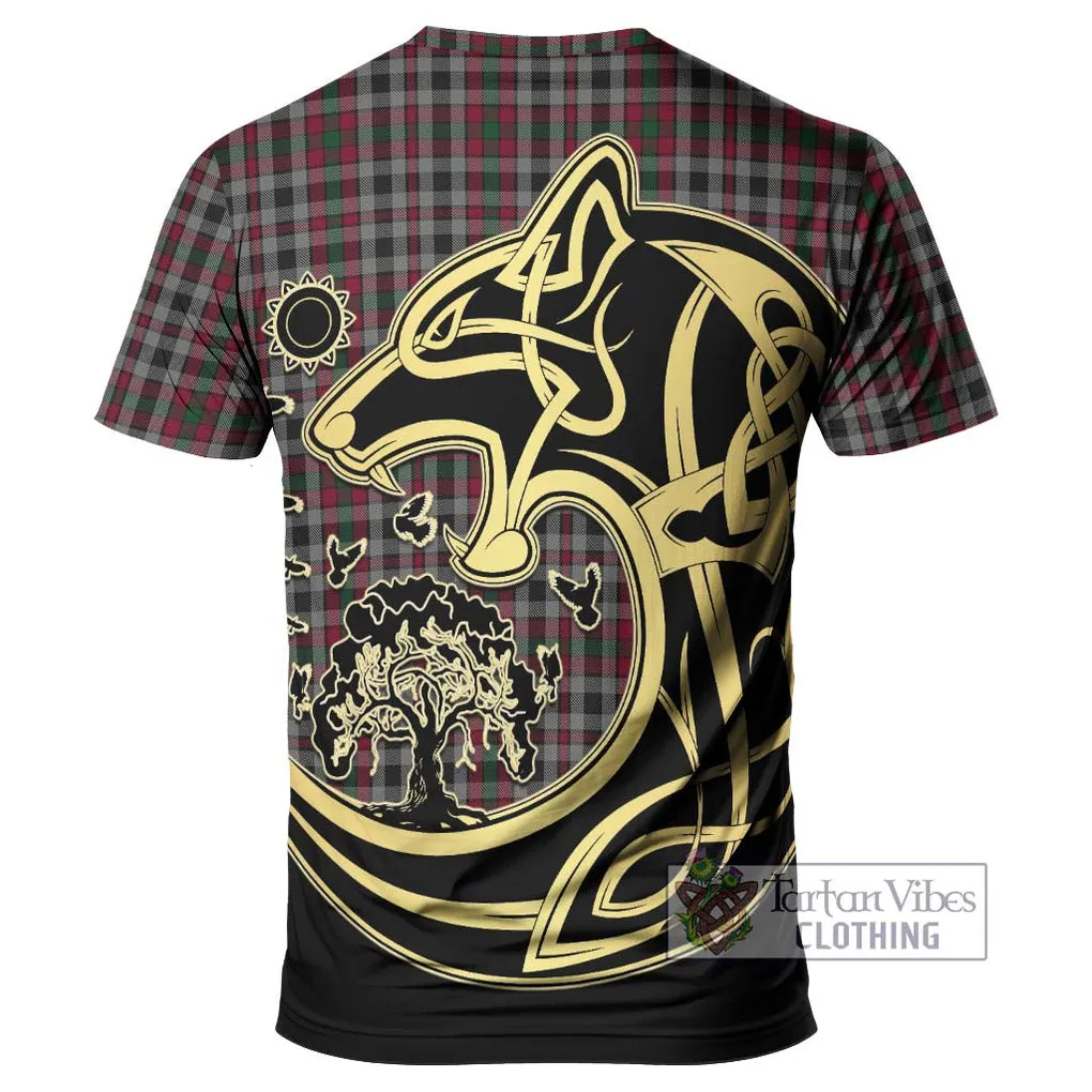 Borthwick Tartan T-Shirt with Family Crest Celtic Wolf Style