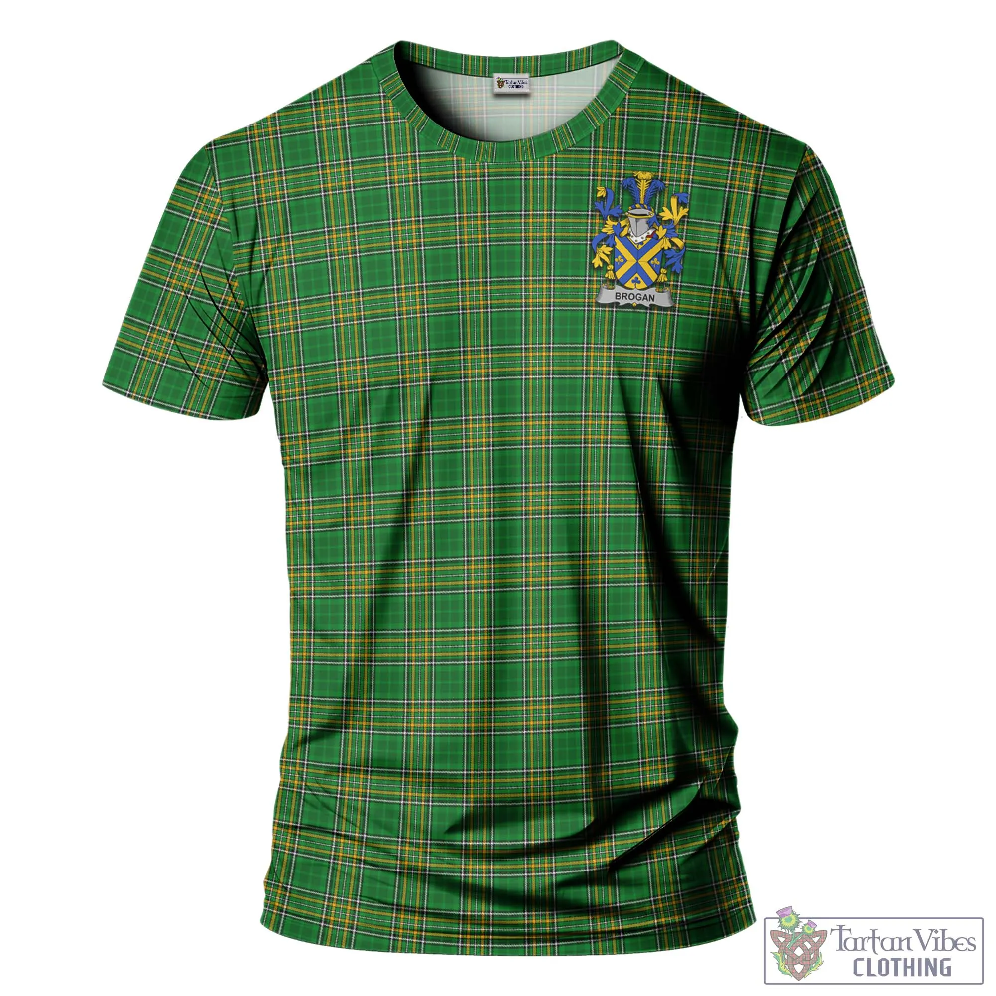 Brogan Irish Clan Tartan T-Shirt with Family Seal