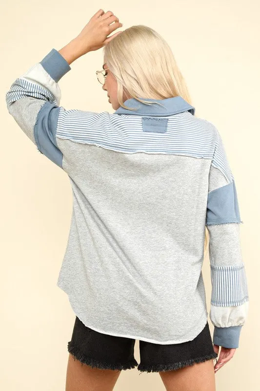Cari Colorblock in Grey and Blue