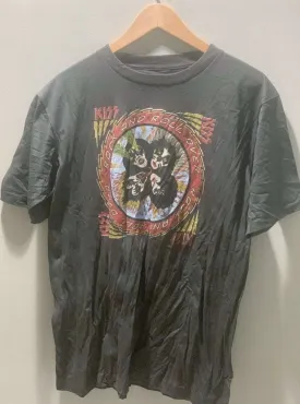 KISS 'Rock and Roll Over' Album Art T-Shirt: Vintage-Inspired, Single-Stitch, Crewneck, 100% Cotton, Faded Black to Gray, 30-Day Return Guarantee