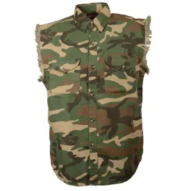 Men's Jungle Camo Lightweight Sleeveless Denim Shirt