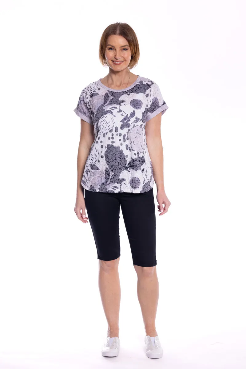 Printed Tee by Café Latte - Putty White Flowers