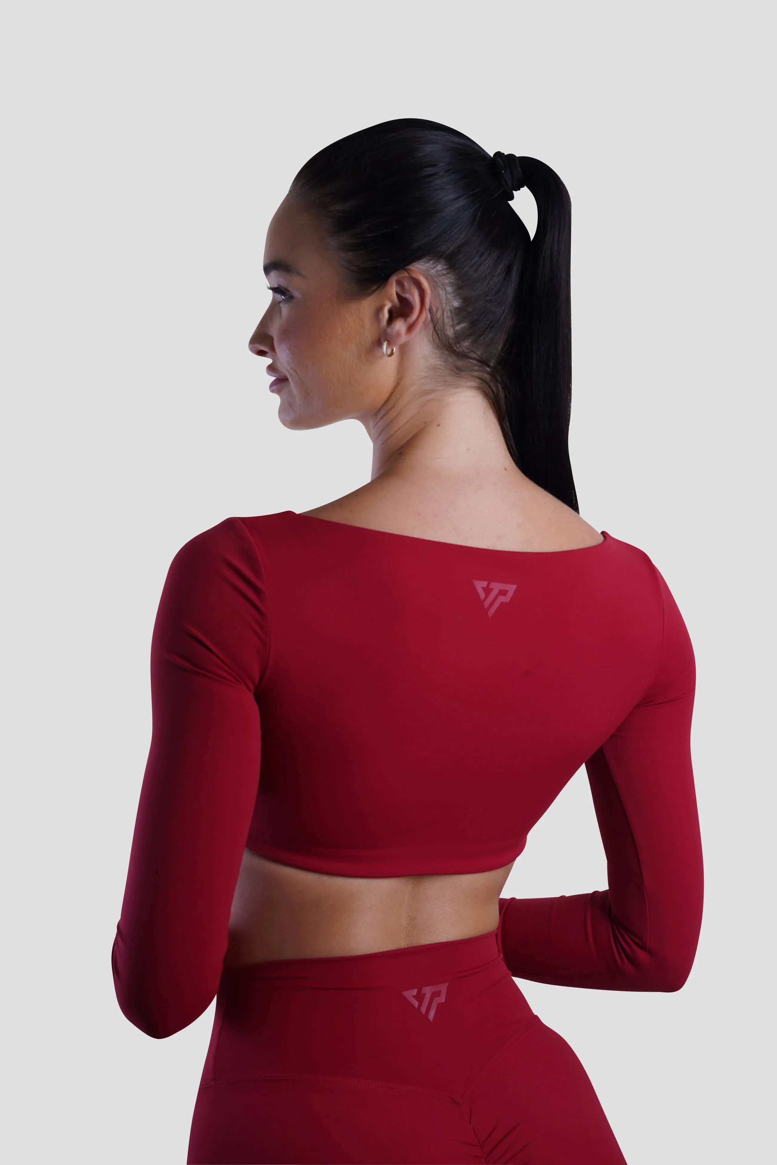 SLEEK LONG SLEEVE TOP - DARK RED